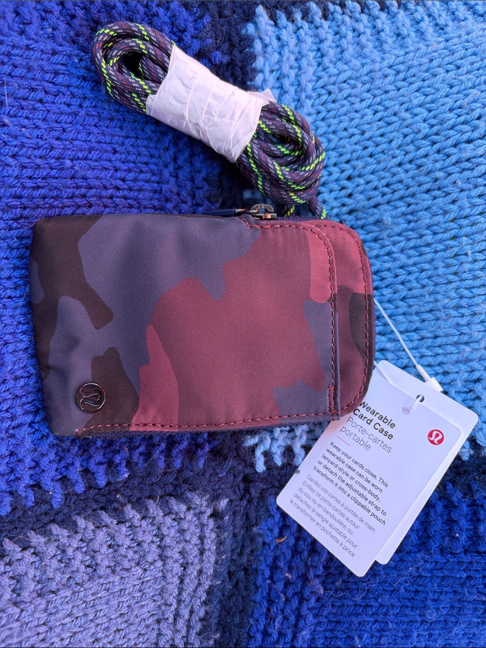 lululemon athletica Red and Black Camo Wearable Card Holder with Cord